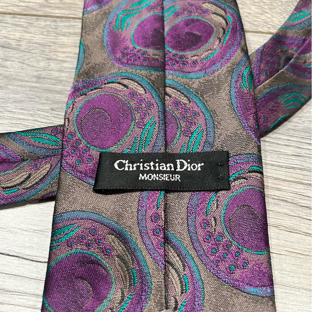 Vintage Christian Dior Monsieur Abstract Pattern Neck Tie made in USA